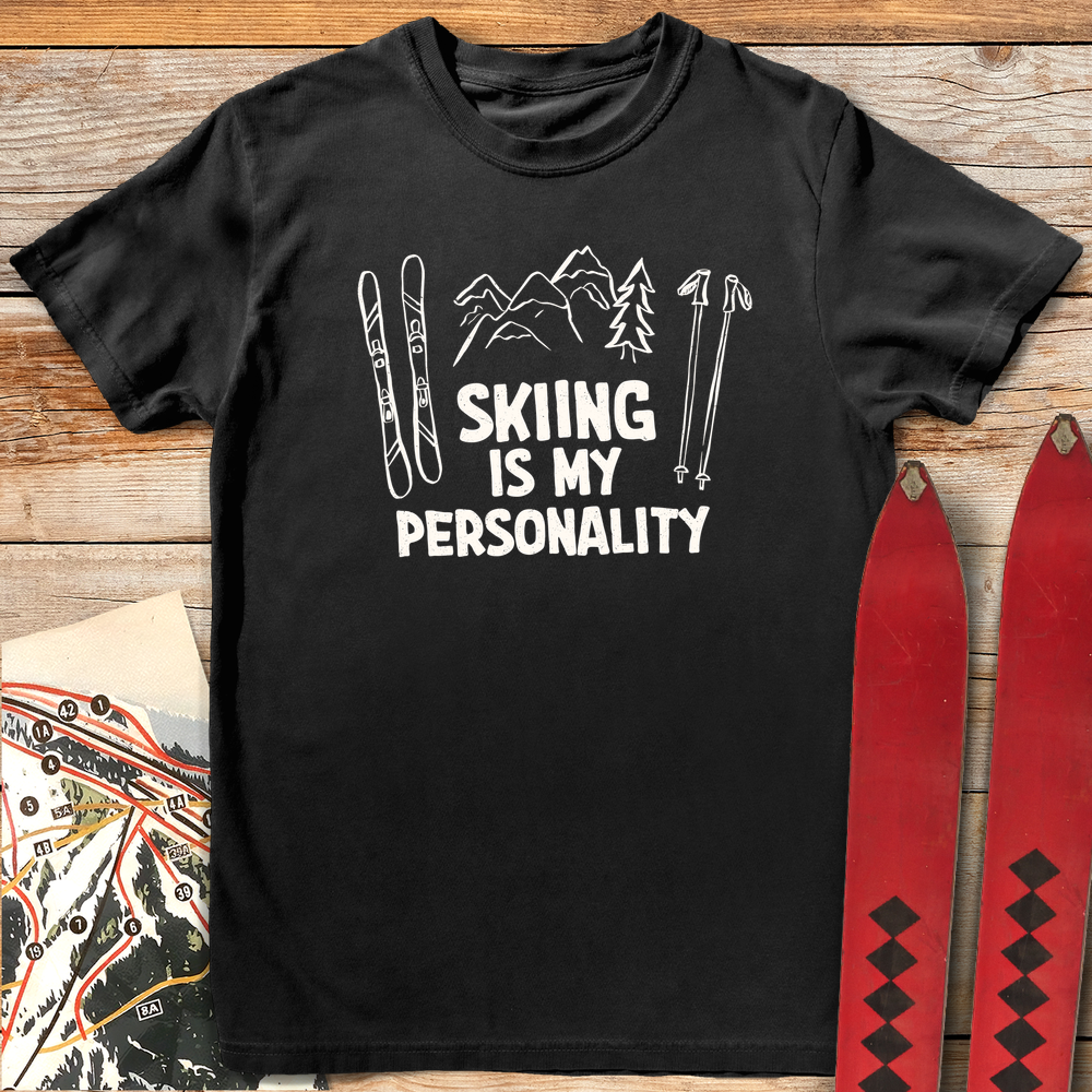 1115 Skiing Is My Personality White - Black