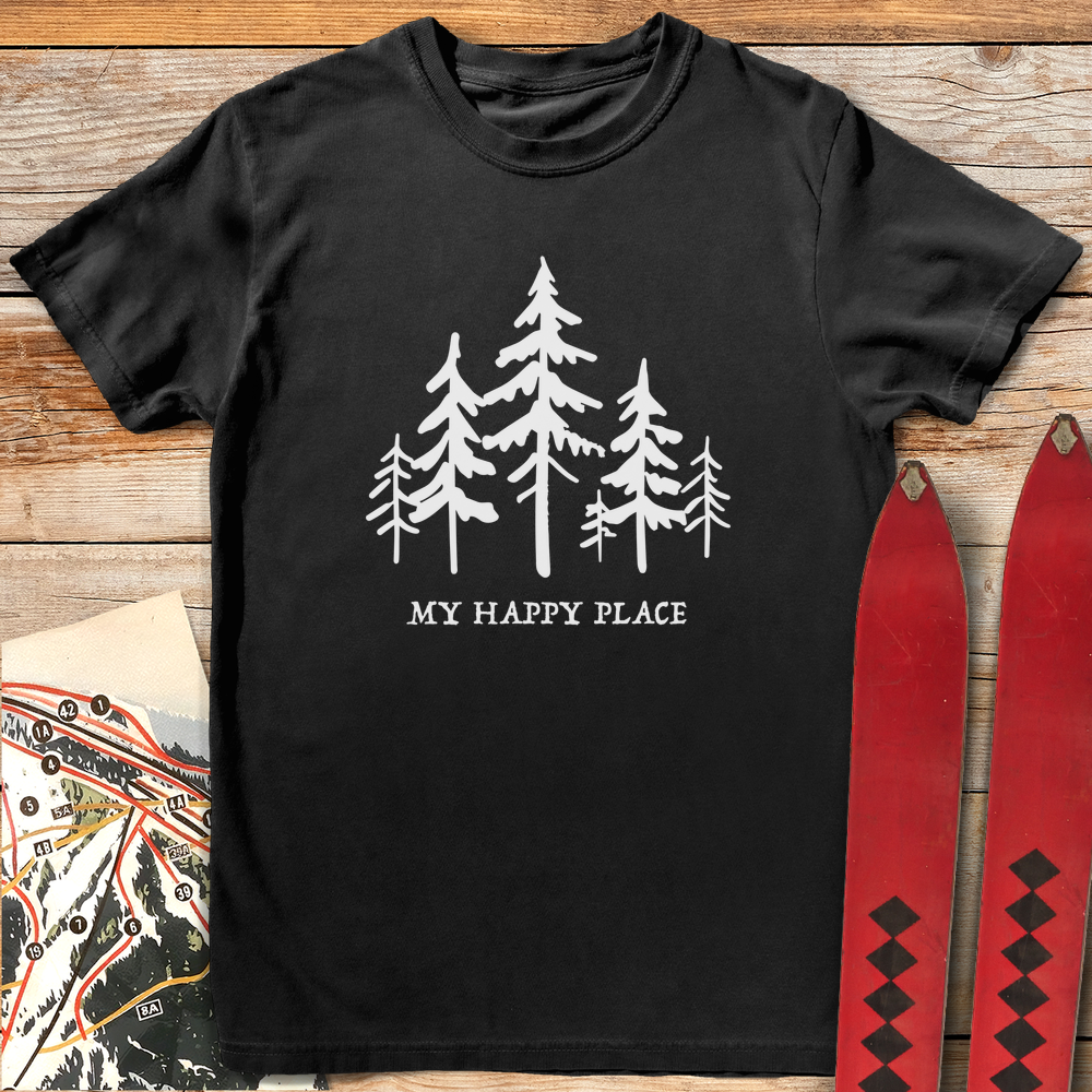 1296 Happy Place Trees White - Black