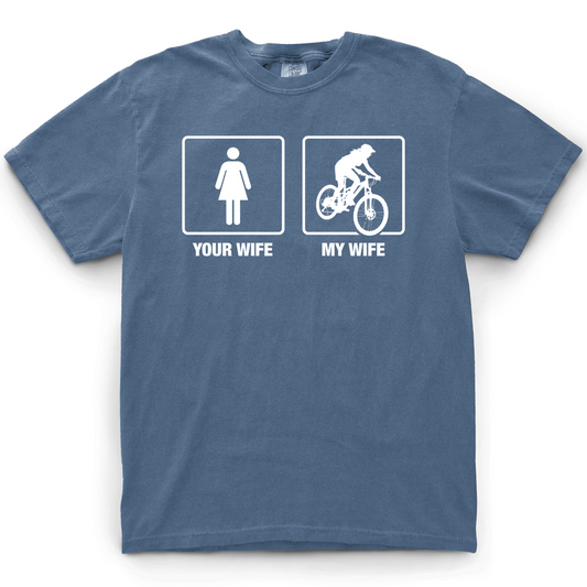 My Wife Bikes T-Shirt - Blue Jean