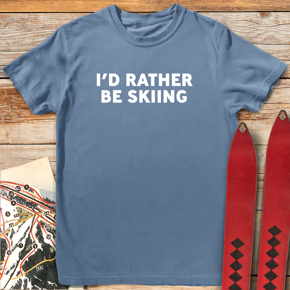 537 Rather Be Skiing White - Blue Jean
