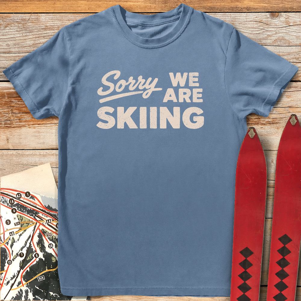 674 Sorry We Re Skiing White - Blue Jean
