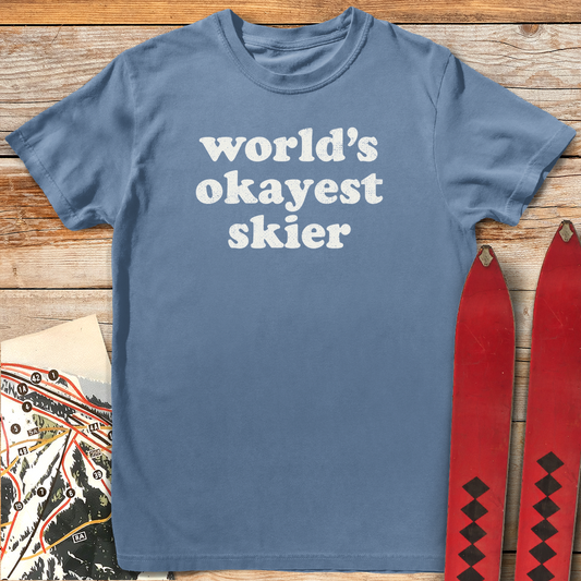 722 Okayest Skier White - Blue Jean