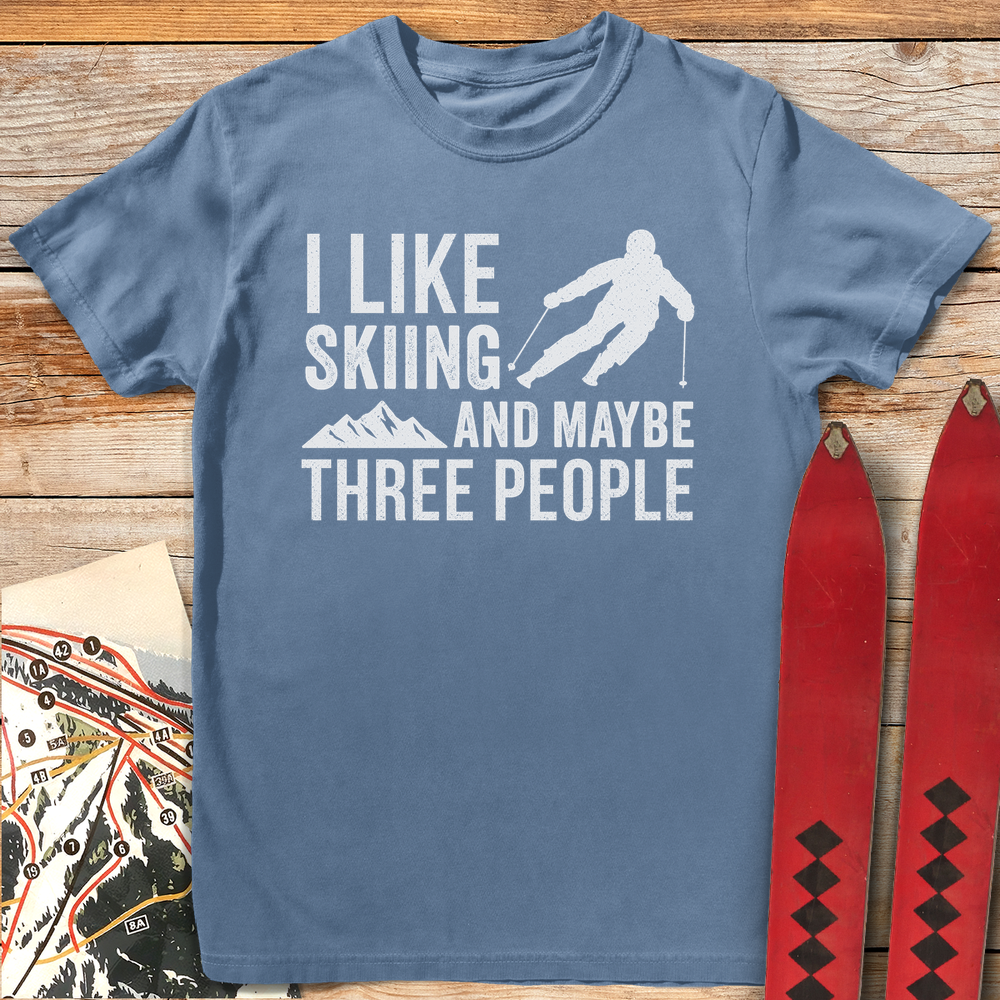 738 Thee People Skiing White - Blue Jean