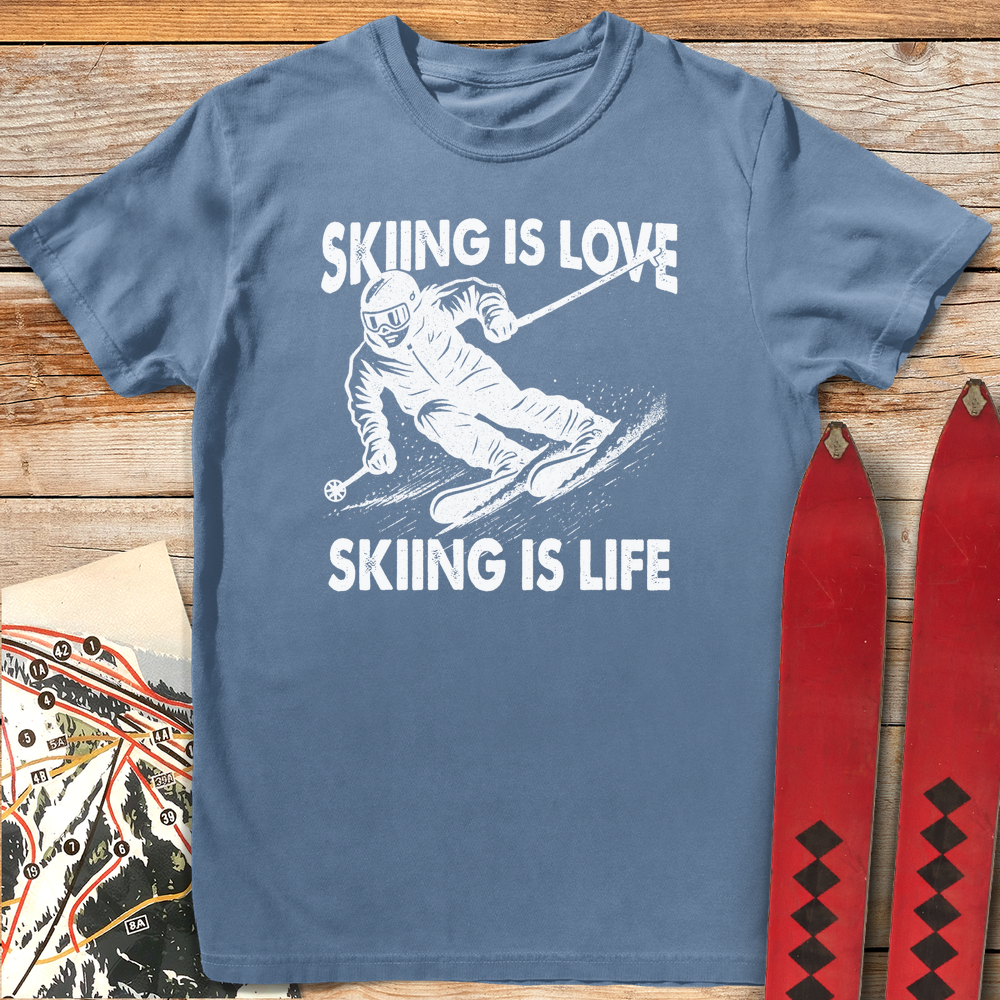 790 Skiing Is Life White - Blue Jean
