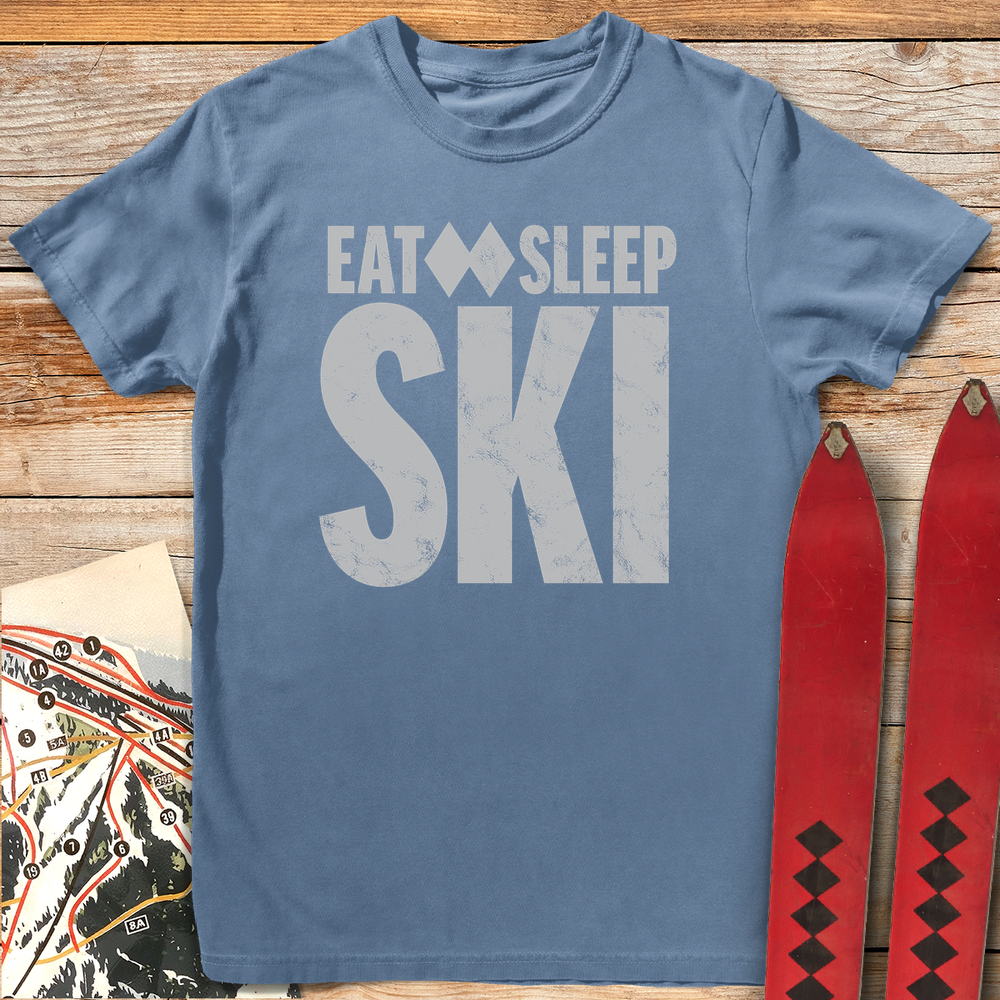 788 Eat Sleep Ski White - Blue Jean