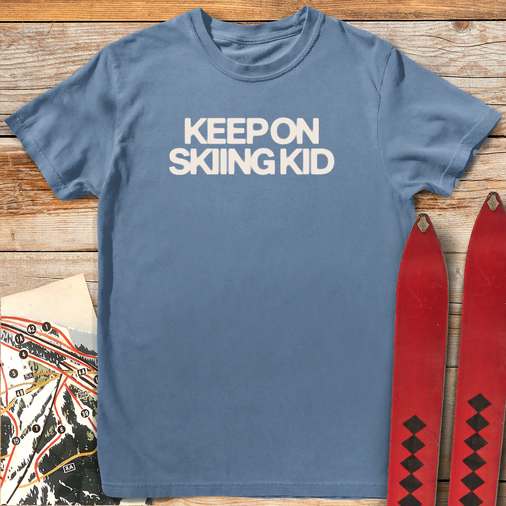 787 Keep Skiing Kid White - Blue Jean