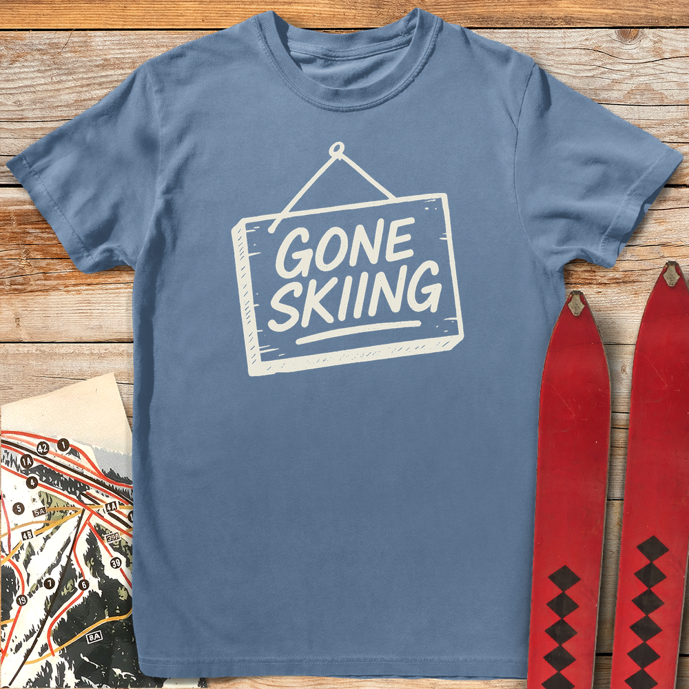 784 Gone Skiing White - Blue Jean