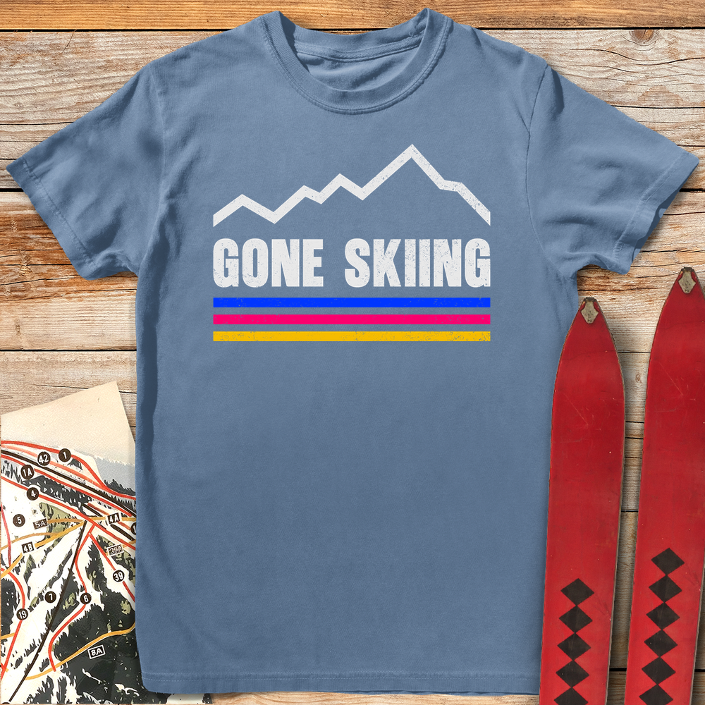 855 Gone Skiing Vintage White - Blue Jean