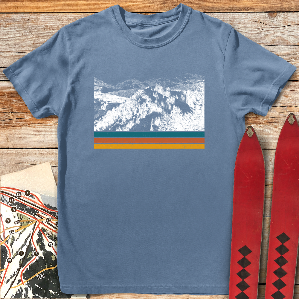 1056 Old School Landscape White - Blue Jean