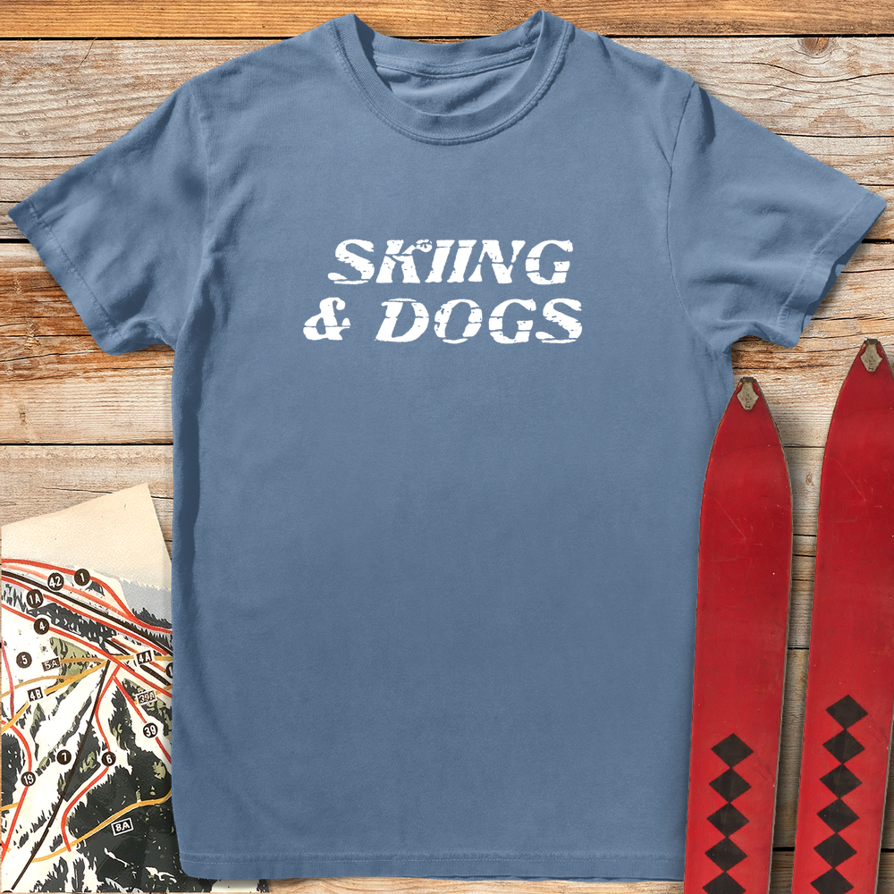 1031 Skiing Dogs White - Blue Jean
