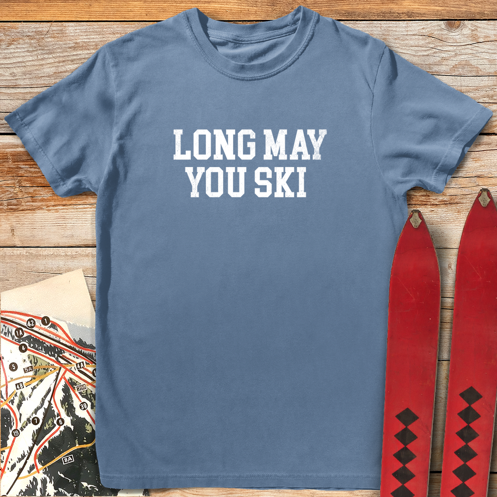 1044 Long May You Ski White - Blue Jean