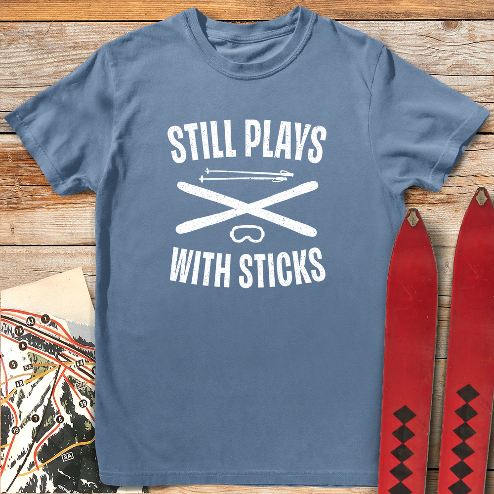 1108 Plays With Sticks White - Blue Jean