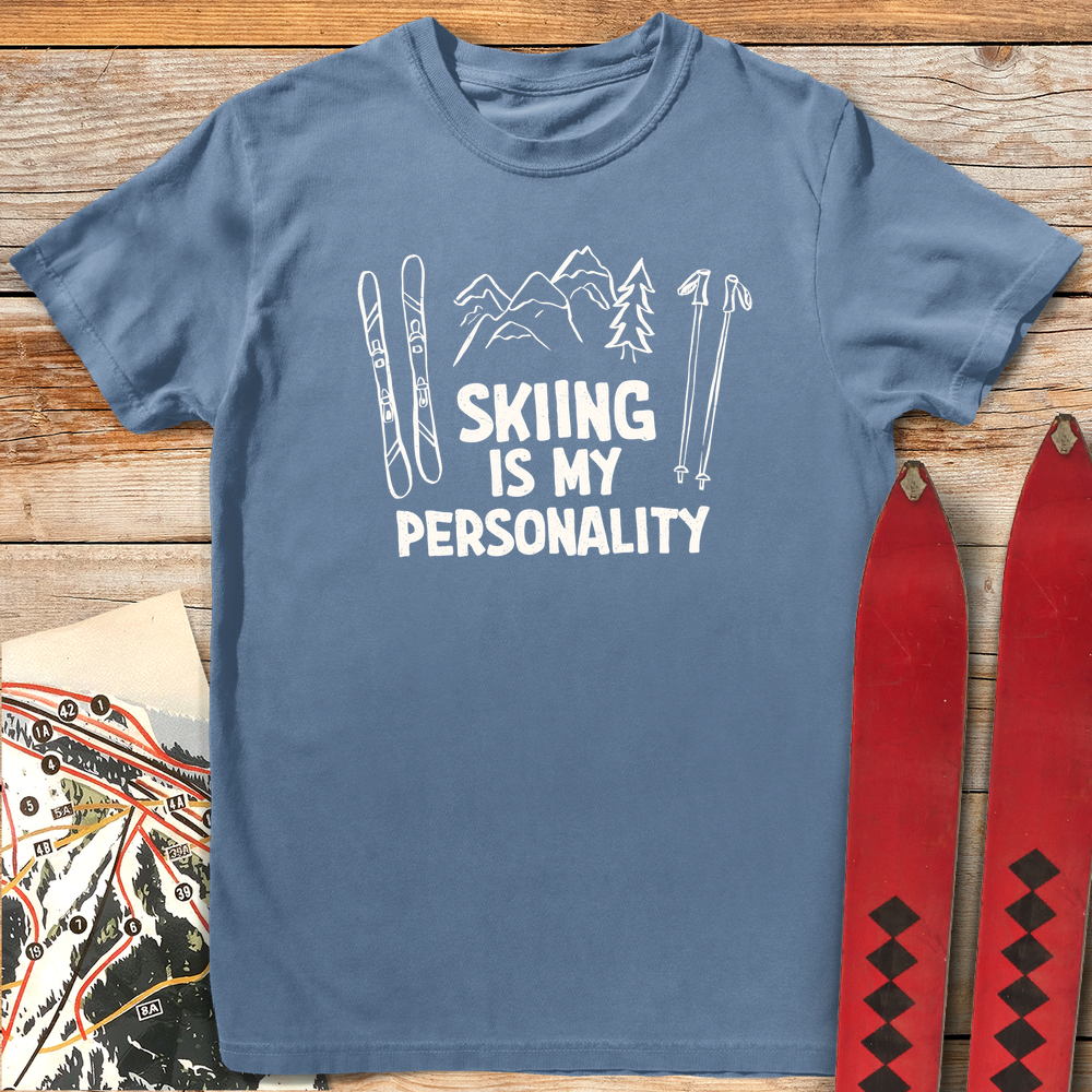 1115 Skiing Is My Personality White - Blue Jean