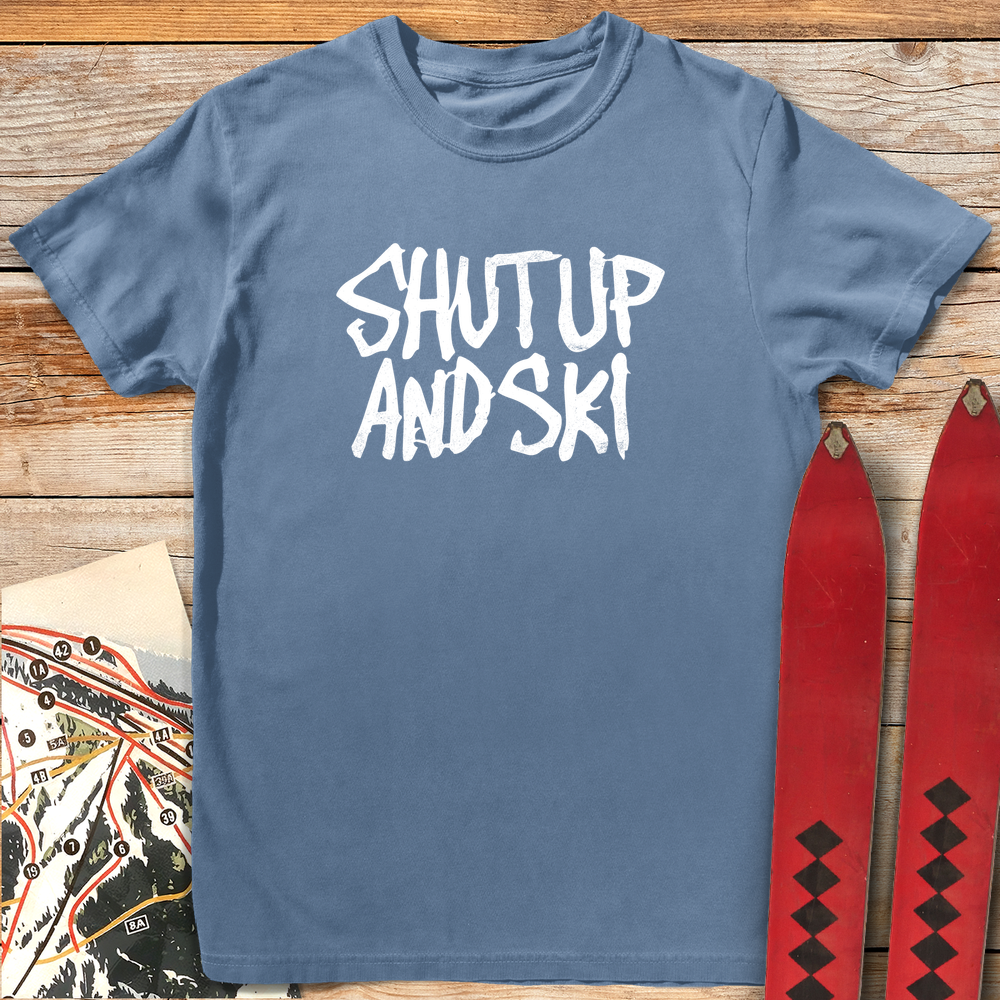 1167 Shut Up And Ski White - Blue Jean