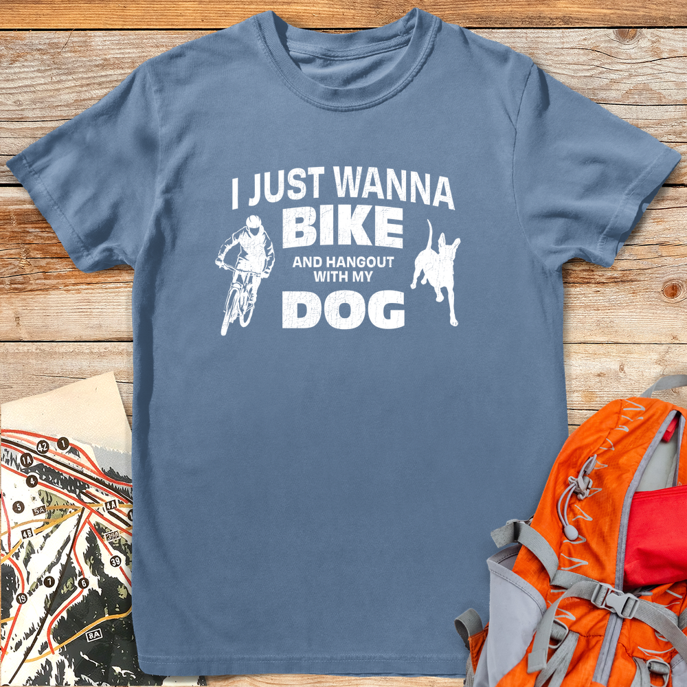 1193 Bikes And Dogs White - Blue Jean