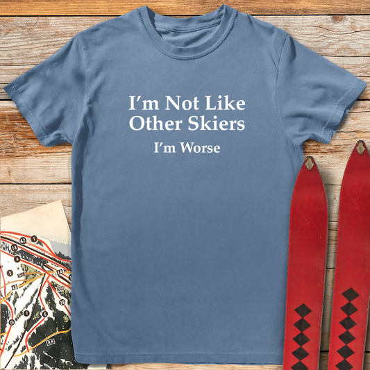 1204 Not Like Other Skiers White - Blue Jean
