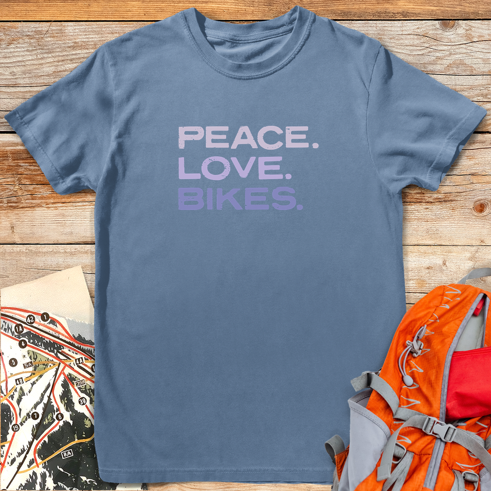 1235 Peace Love Bikes White - Blue Jean