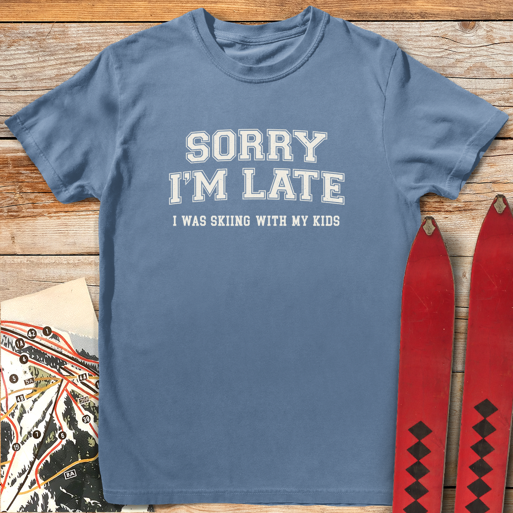 1401 Skiing With Kids White - Blue Jean