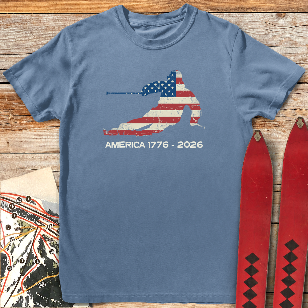 1414 America Ski Flag 250 White - Blue Jean