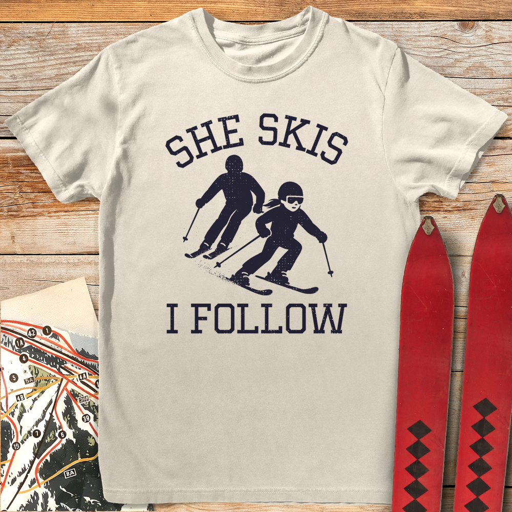 624 She Skis I Follow White - Ivory
