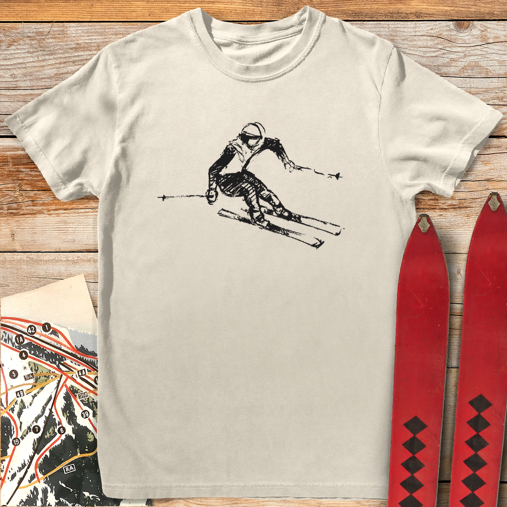 944 Sketched Skier White - Ivory