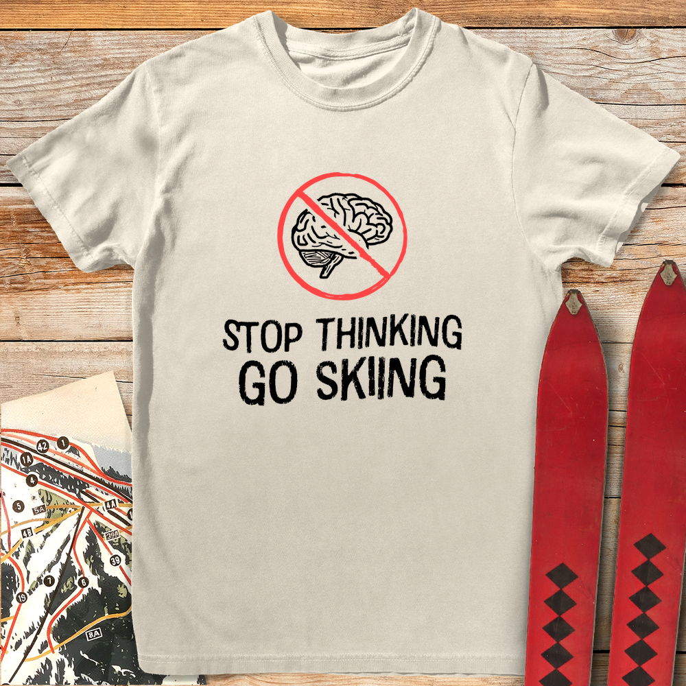 1045 Think Less Ski More White - Ivory