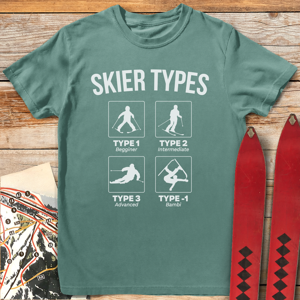 642 Skier Types White - Light Green