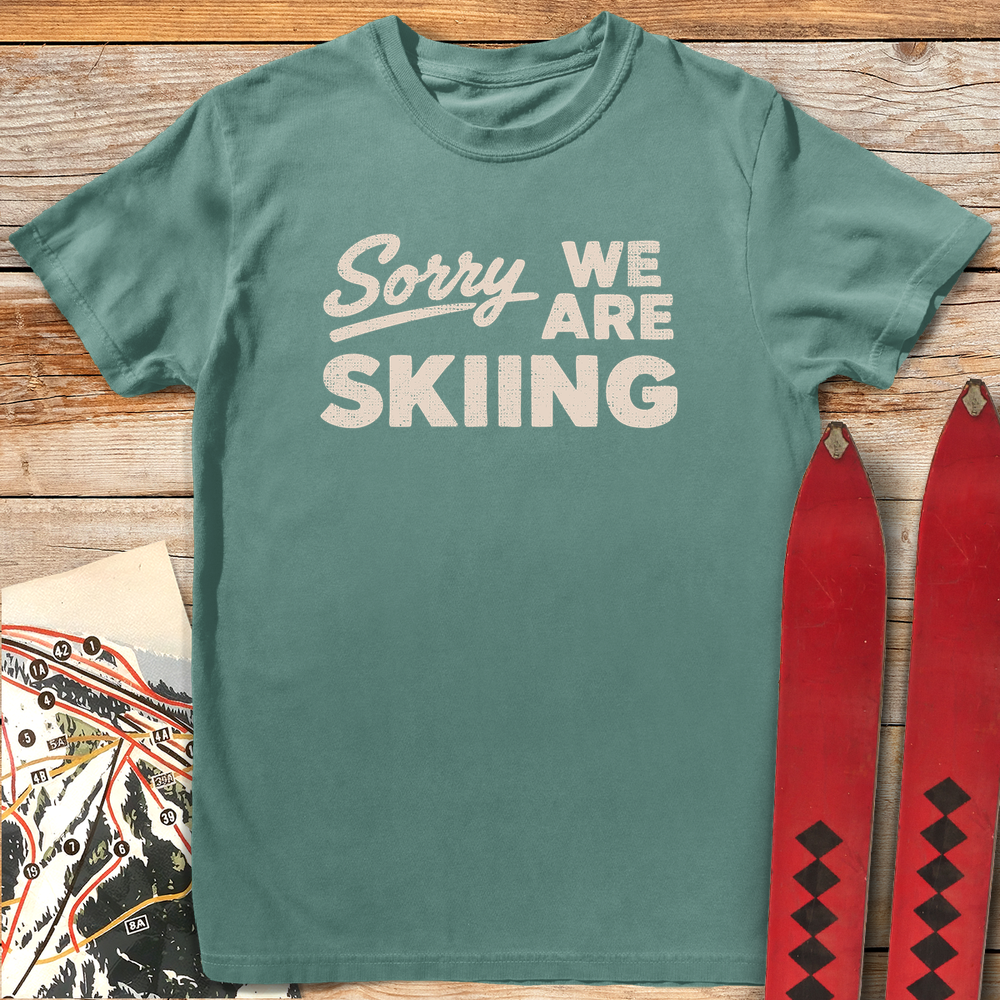 674 Sorry We Re Skiing White - Light Green