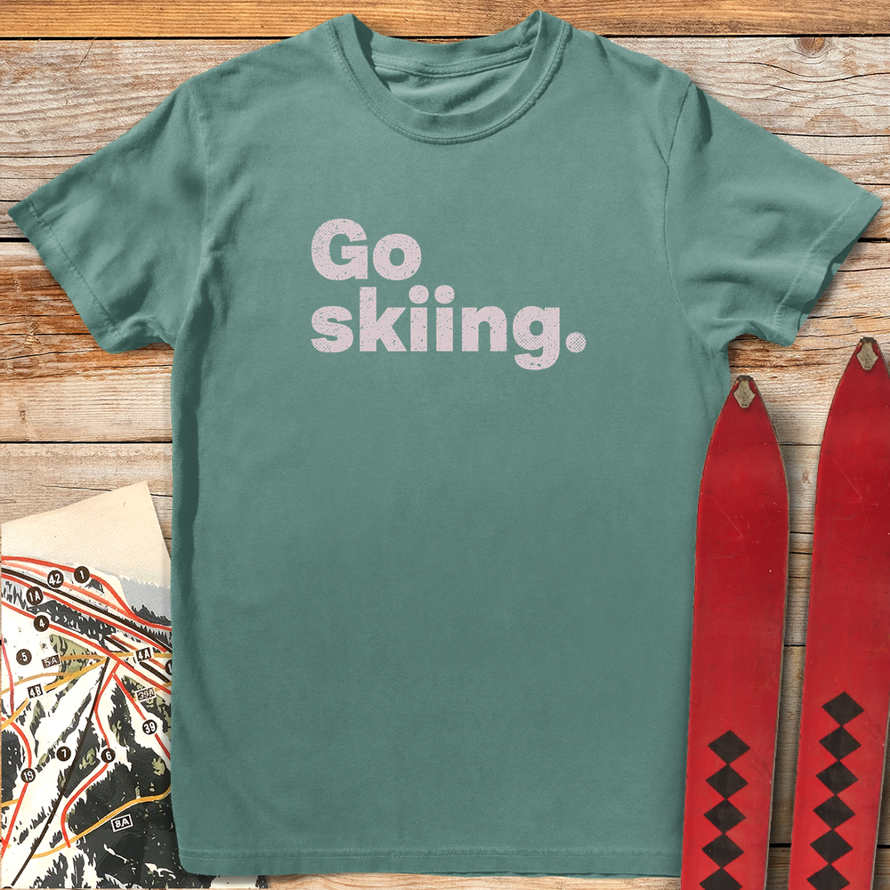 683 Go Skiing Period White - Light Green