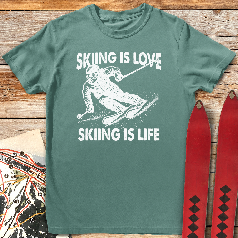 790 Skiing Is Life White - Light Green