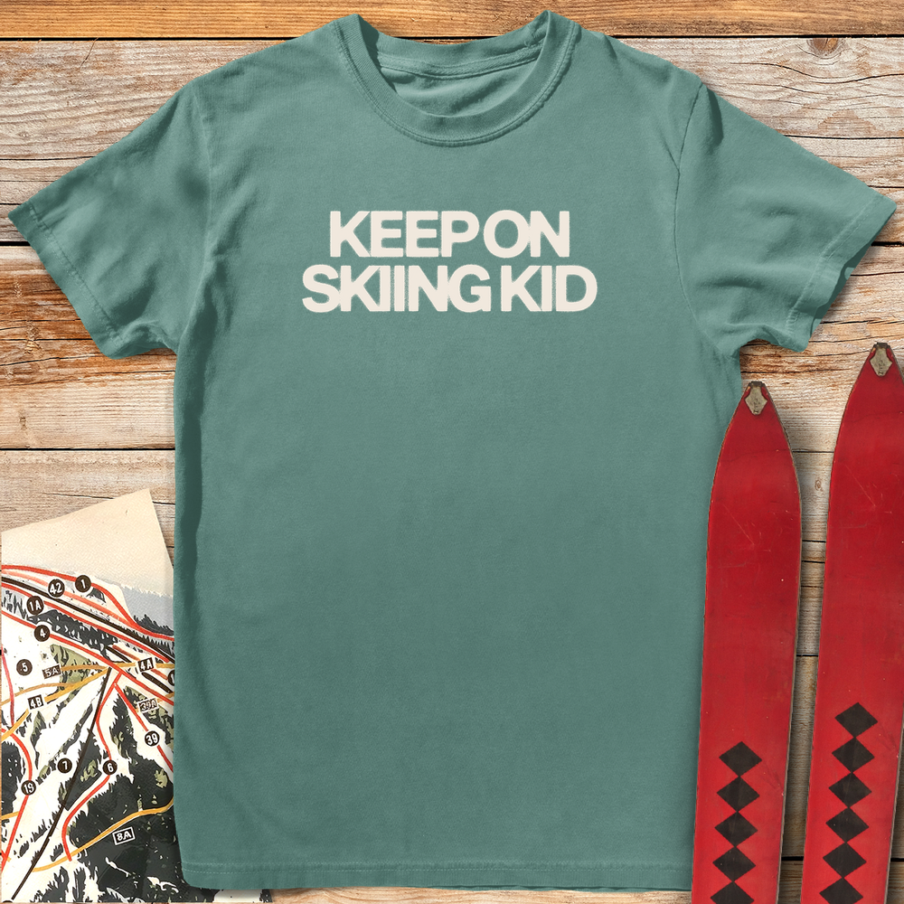 787 Keep Skiing Kid White - Light Green