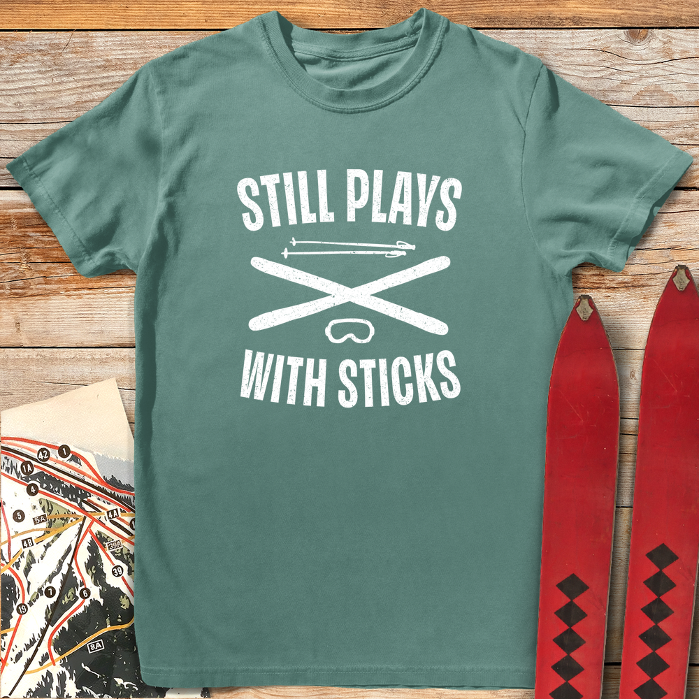 1108 Plays With Sticks White - Light Green
