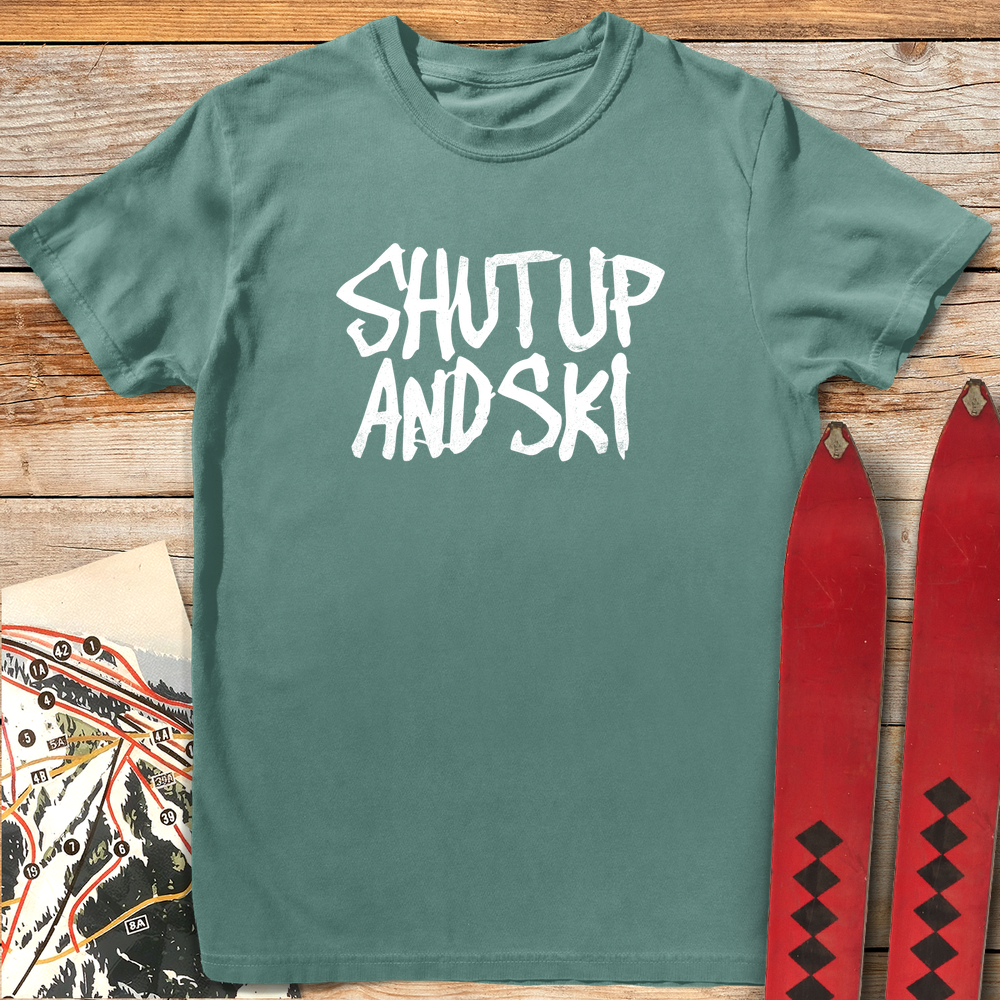 1167 Shut Up And Ski White - Light Green