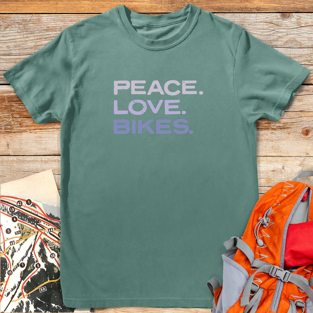 1235 Peace Love Bikes White - Light Green