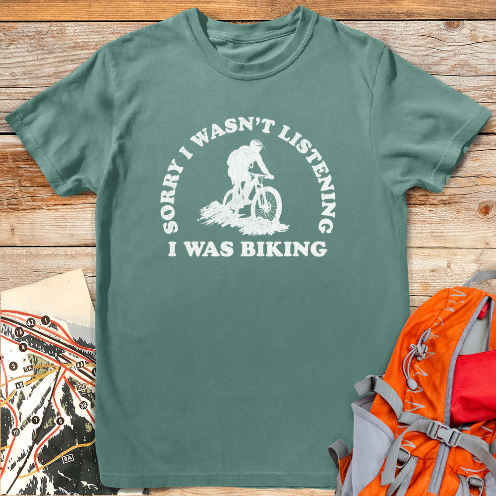 1227 Sorry I Was Biking White - Light Green