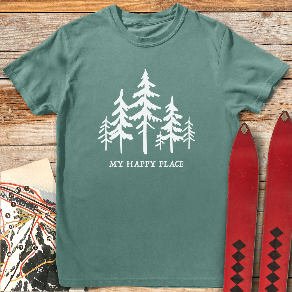1296 Happy Place Trees White - Light Green