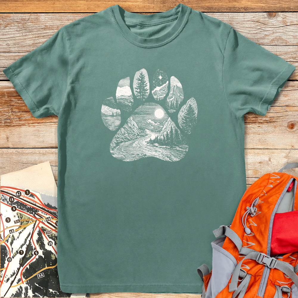 1312 Bear Pawscape White - Light Green