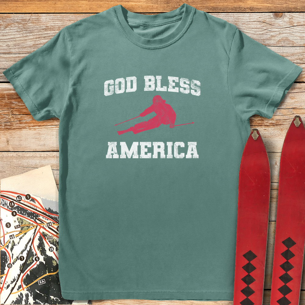 1334 God Bless America Ski White - Light Green