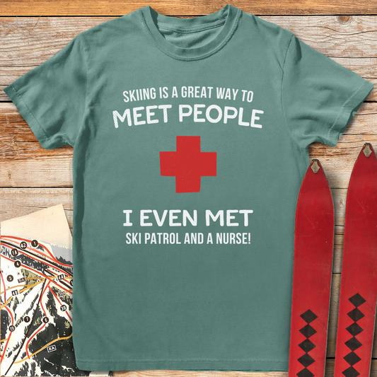 1340 Meet People Skiing White - Light Green