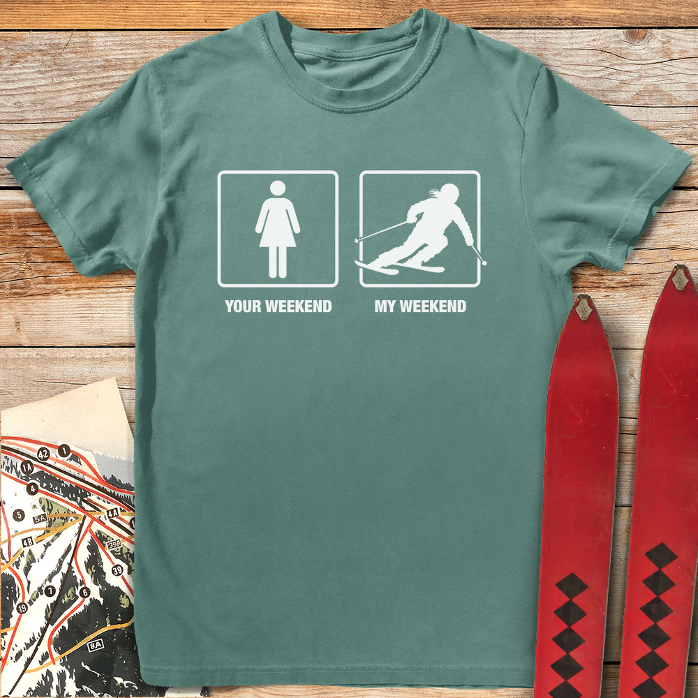 1347 My Ski Weekend Girl White - Light Green