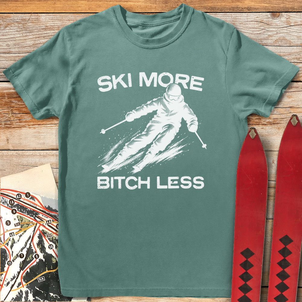 1352 Ski More Bitch Less White - Light Green