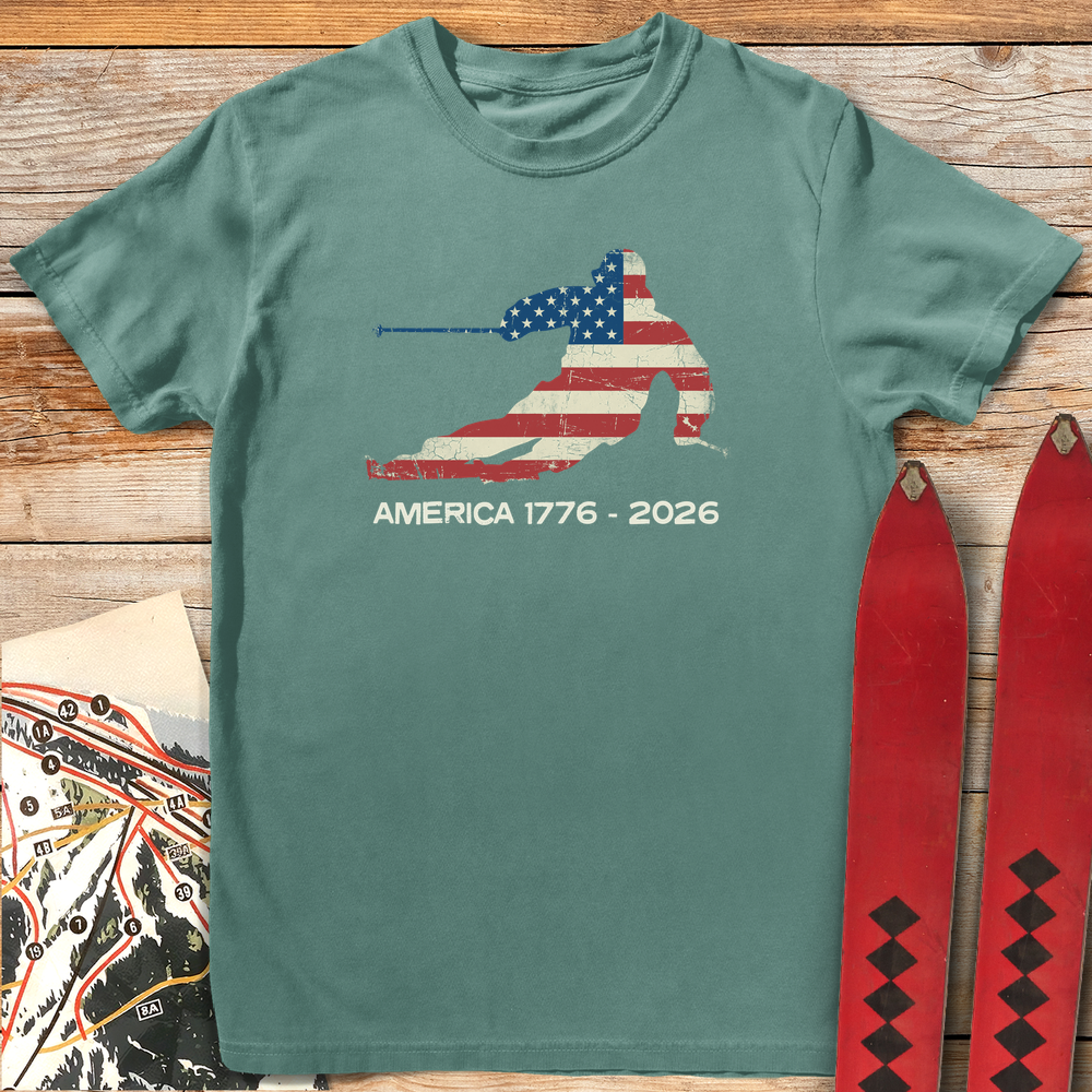 1414 America Ski Flag 250 White - Light Green
