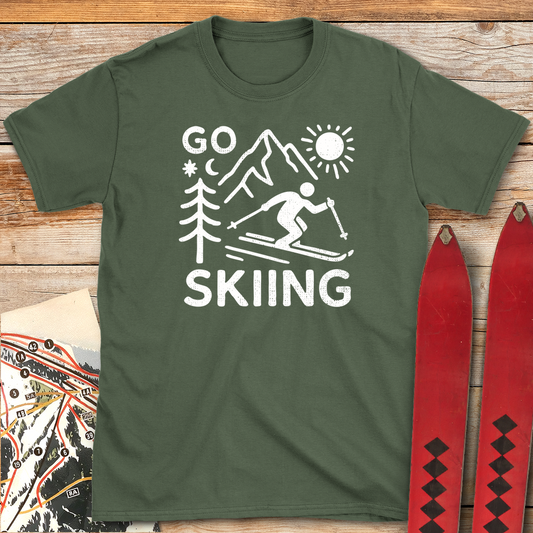 615 Go Skiing White - Military Green