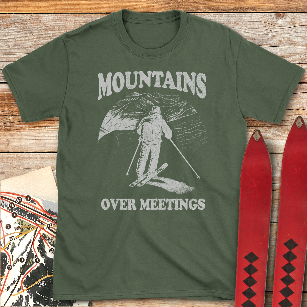 710 Mountains Over Meetings White - Military Green
