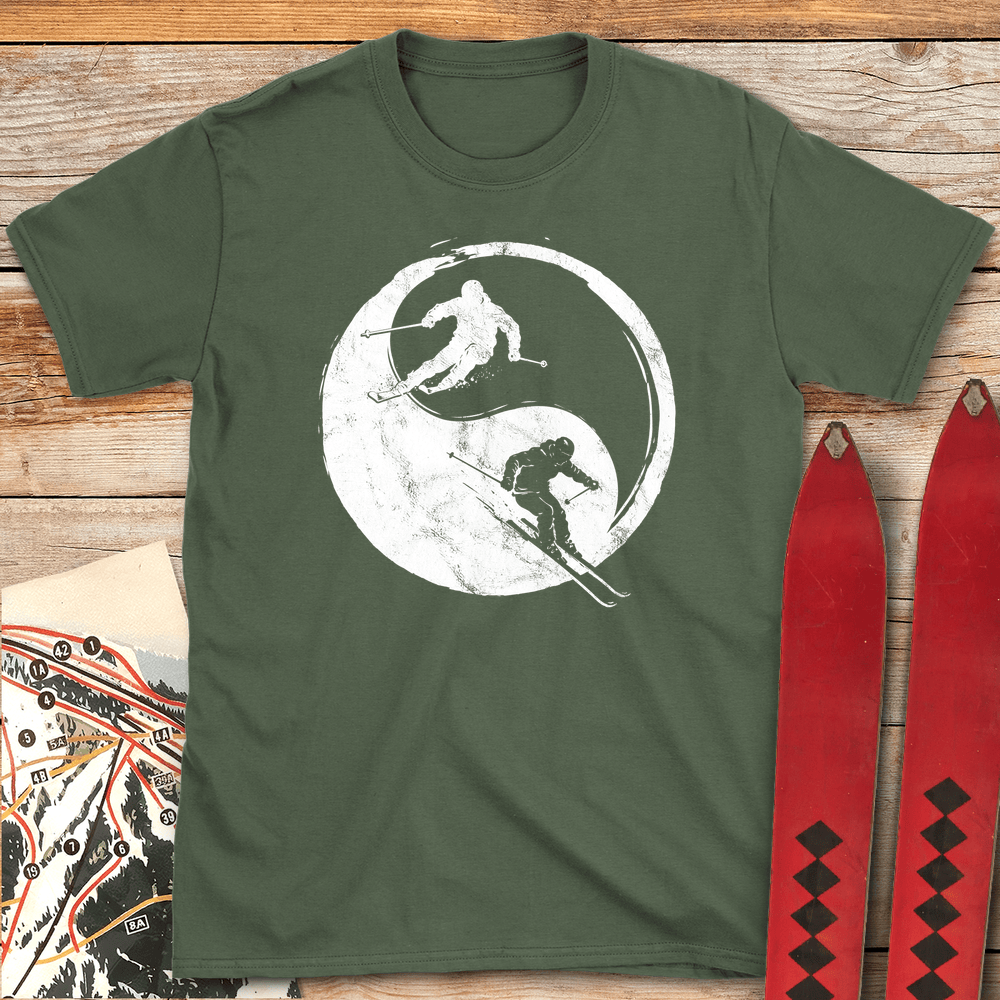 835 Yin Yang Skiers White - Military Green