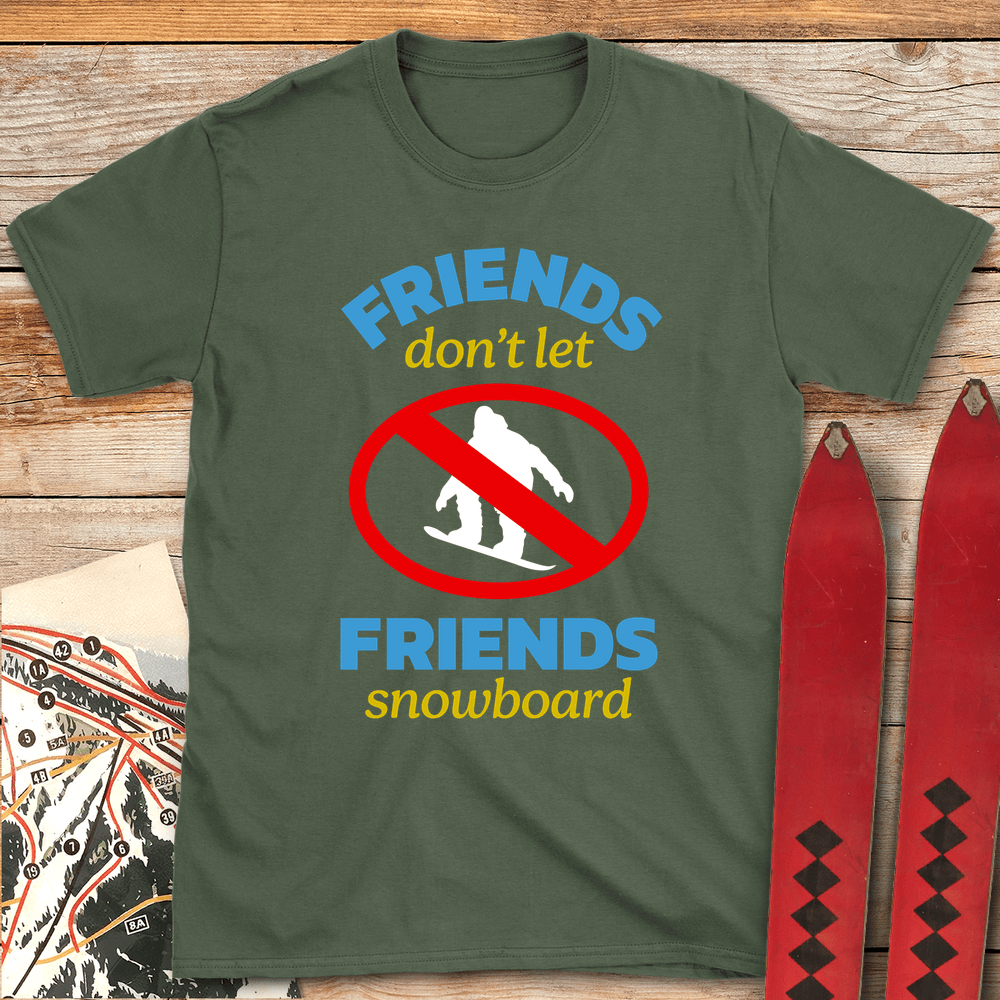 848 No Snowboard Friends White - Military Green