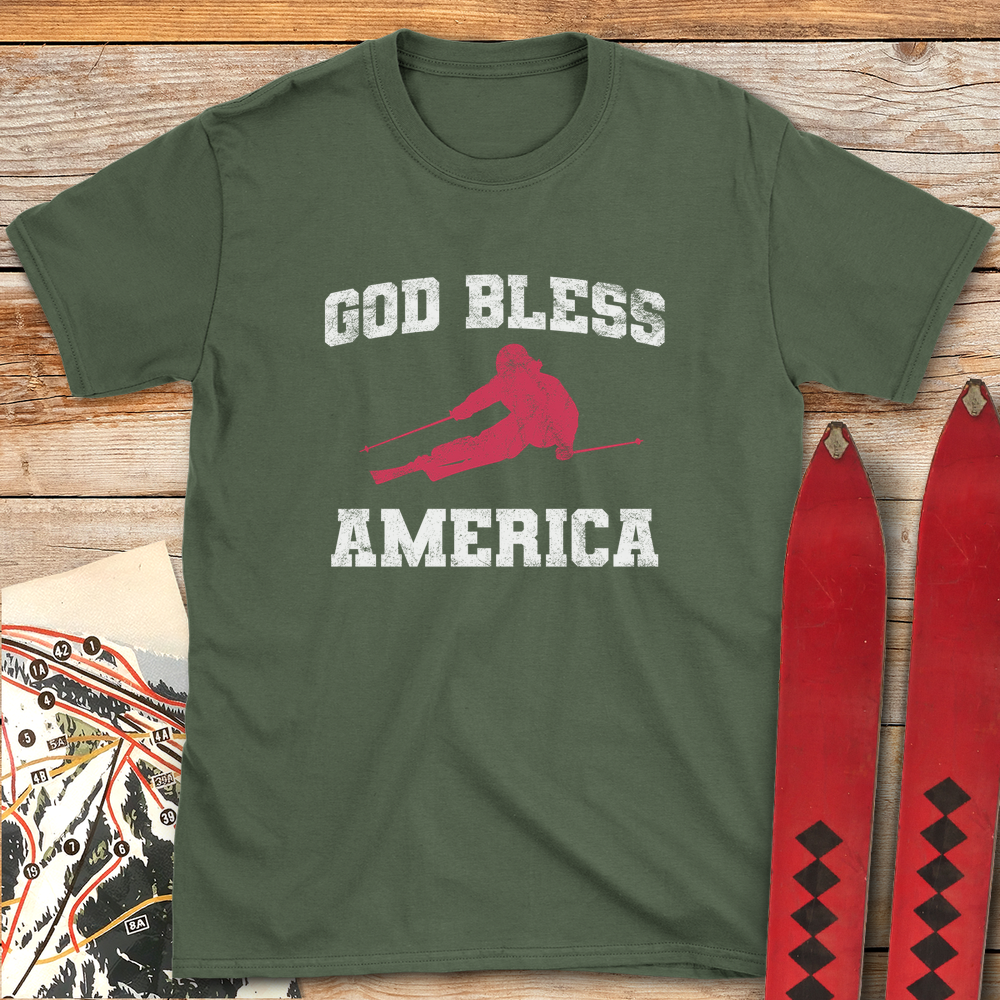 1334 God Bless America Ski White - Military Green