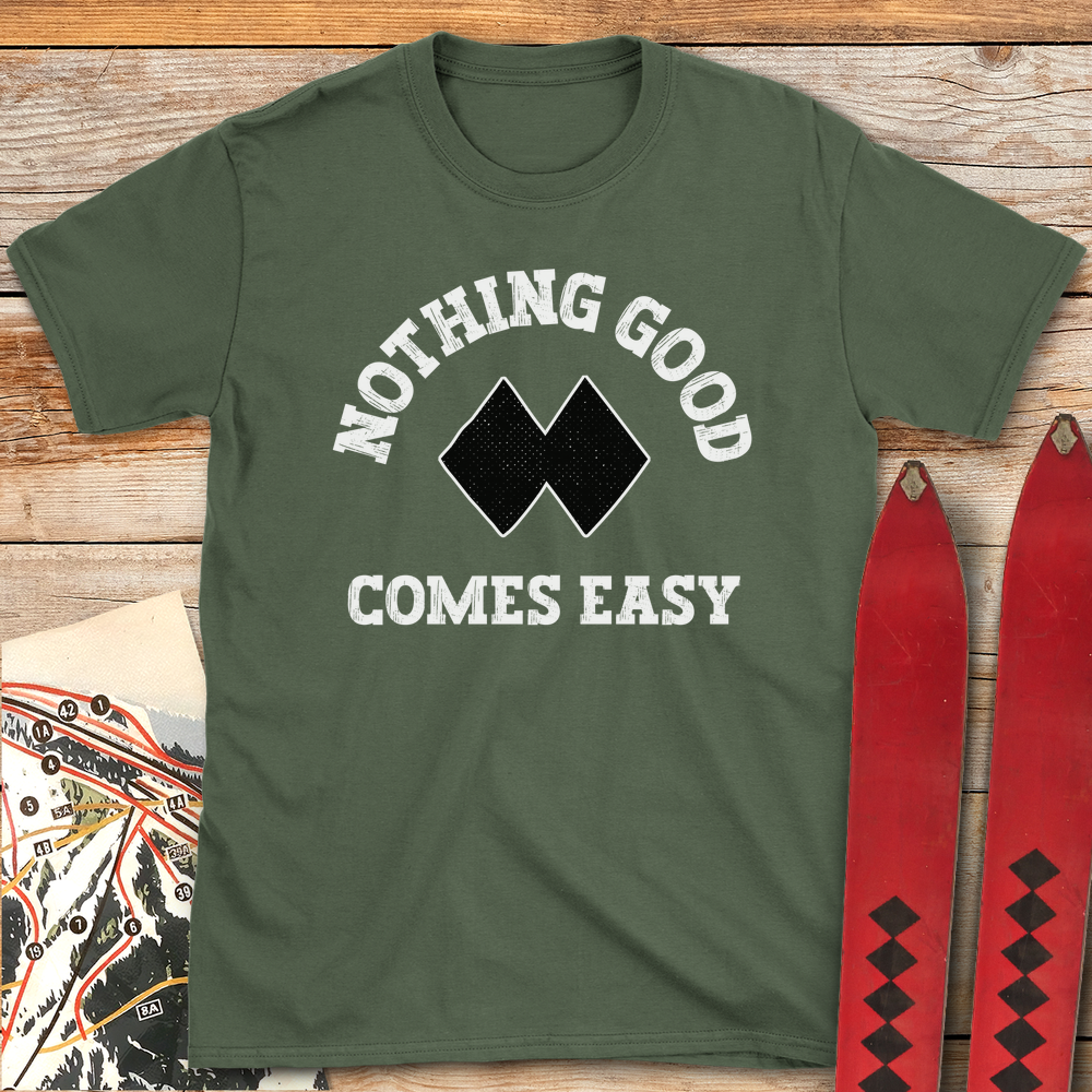 1344 Good Aint Easy White - Military Green