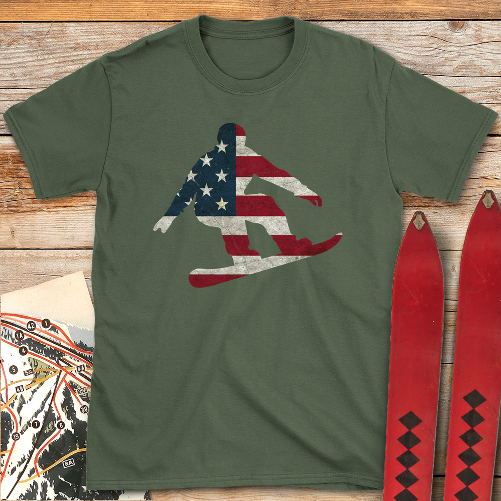 1349 Usa Flag Snowboard - Military Green