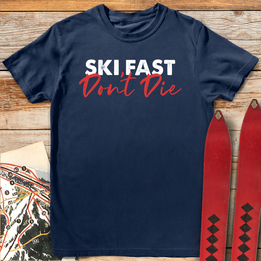563 Ski Fast Don T Die White - Navy